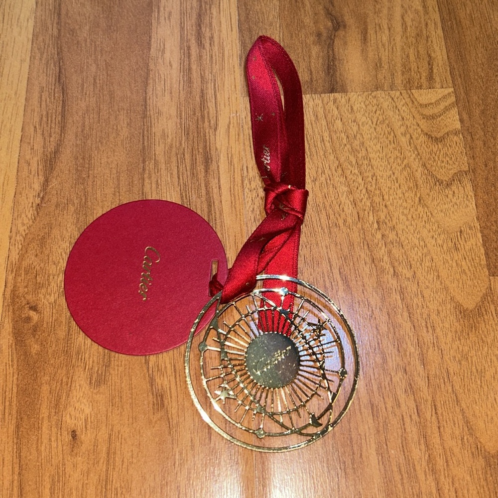 Authentic Cartier Red and Gold Christmas Ornament / Gift Tag